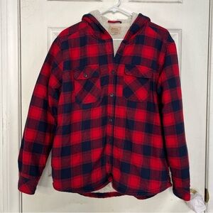 Boston Traders Red and Black Plaid Hoodie